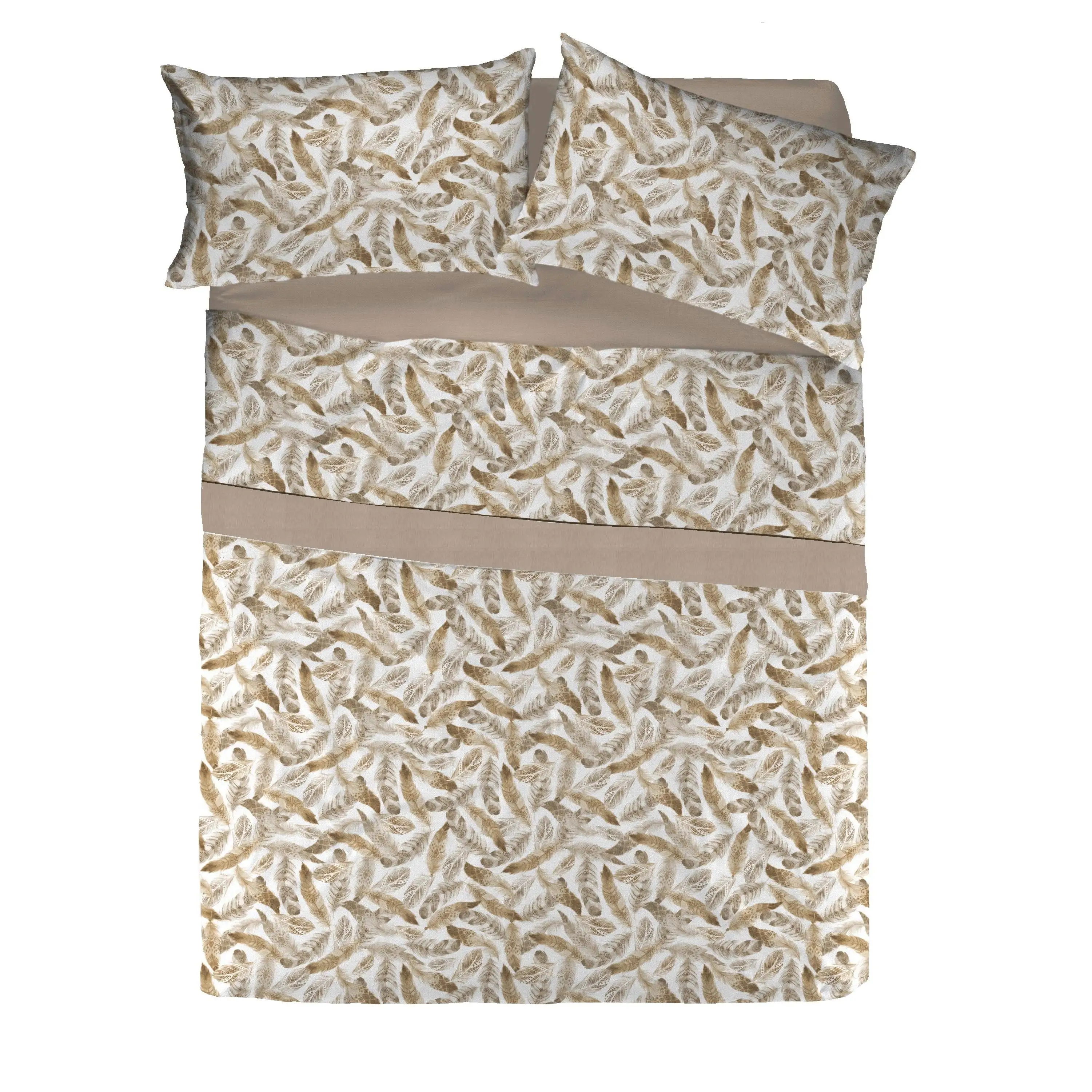 D'A GAMA HOME COLLECTION S.L. Juego de Sábanas Da Gama Home Harmony con Estampado de Plumas y Colores Naturales