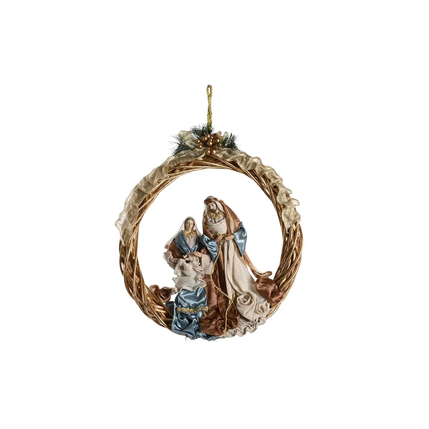 Nacimiento Poliester 50X10X57 Corona Azul, Decoracióna de navidad para todos los hogares, Navidad Moderna