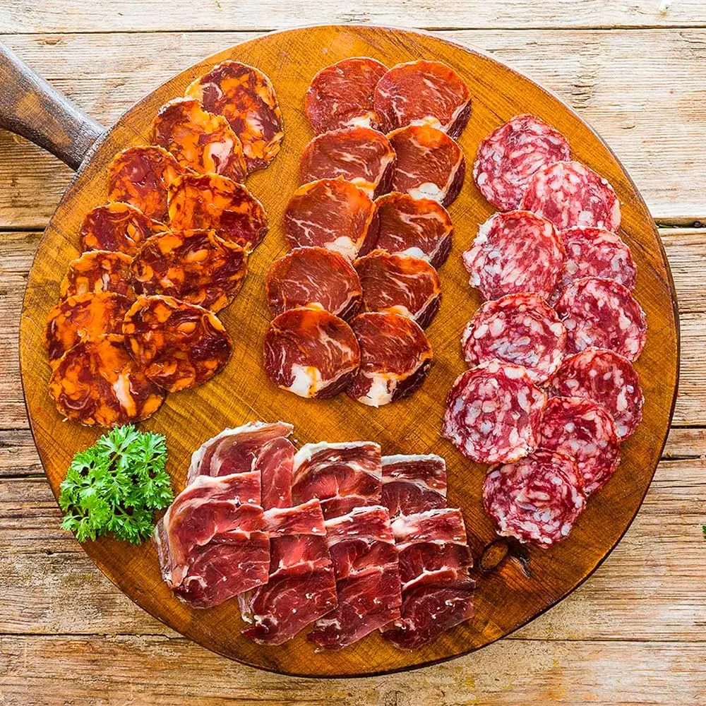 Case of cut Iberian sausages: Chorizo, salchichón, loin and Toledo salami-150 grs