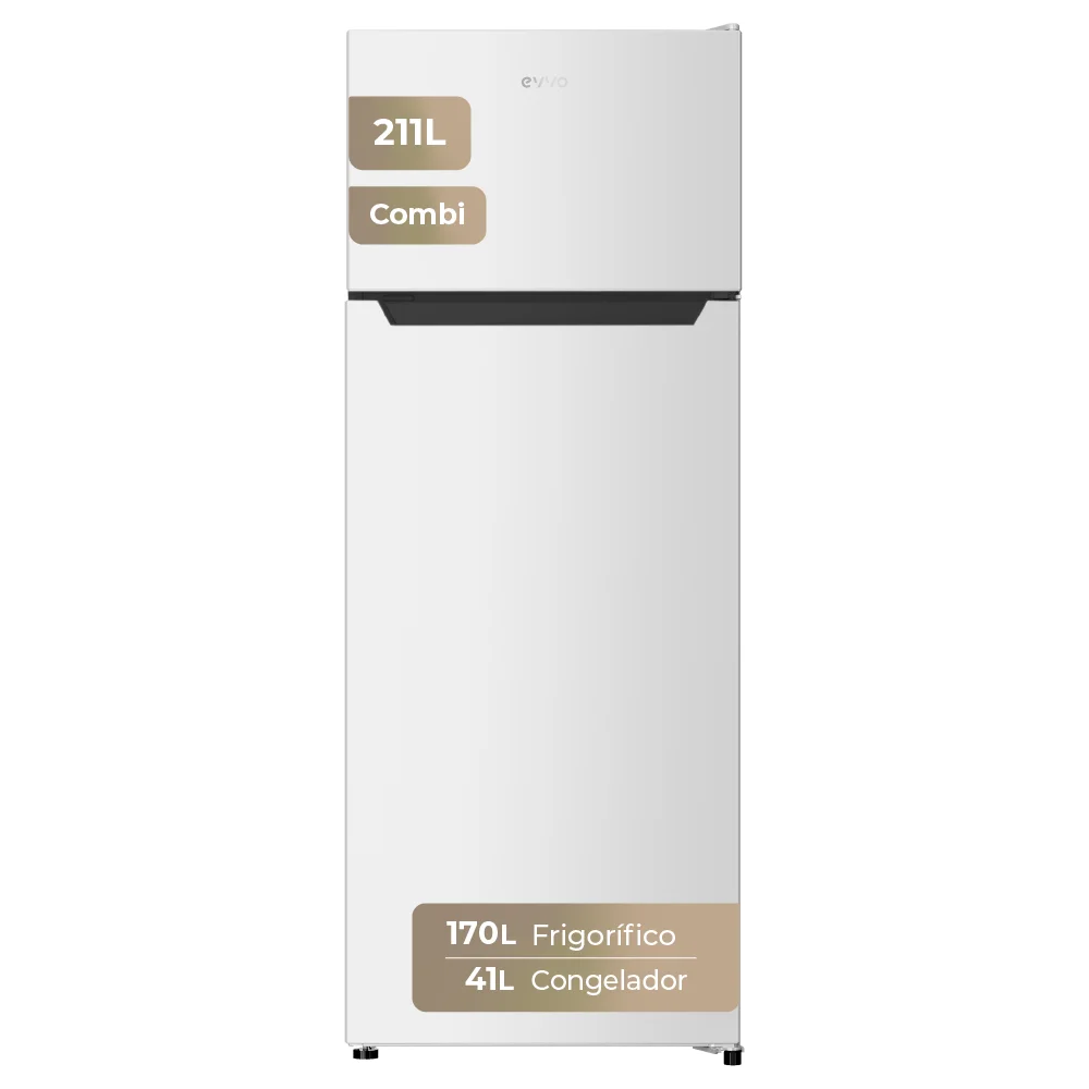 Evvo Frigorífico 2 Puertas F40, 170 l + 41 l, 142,8 cm, Clase E, Blanco