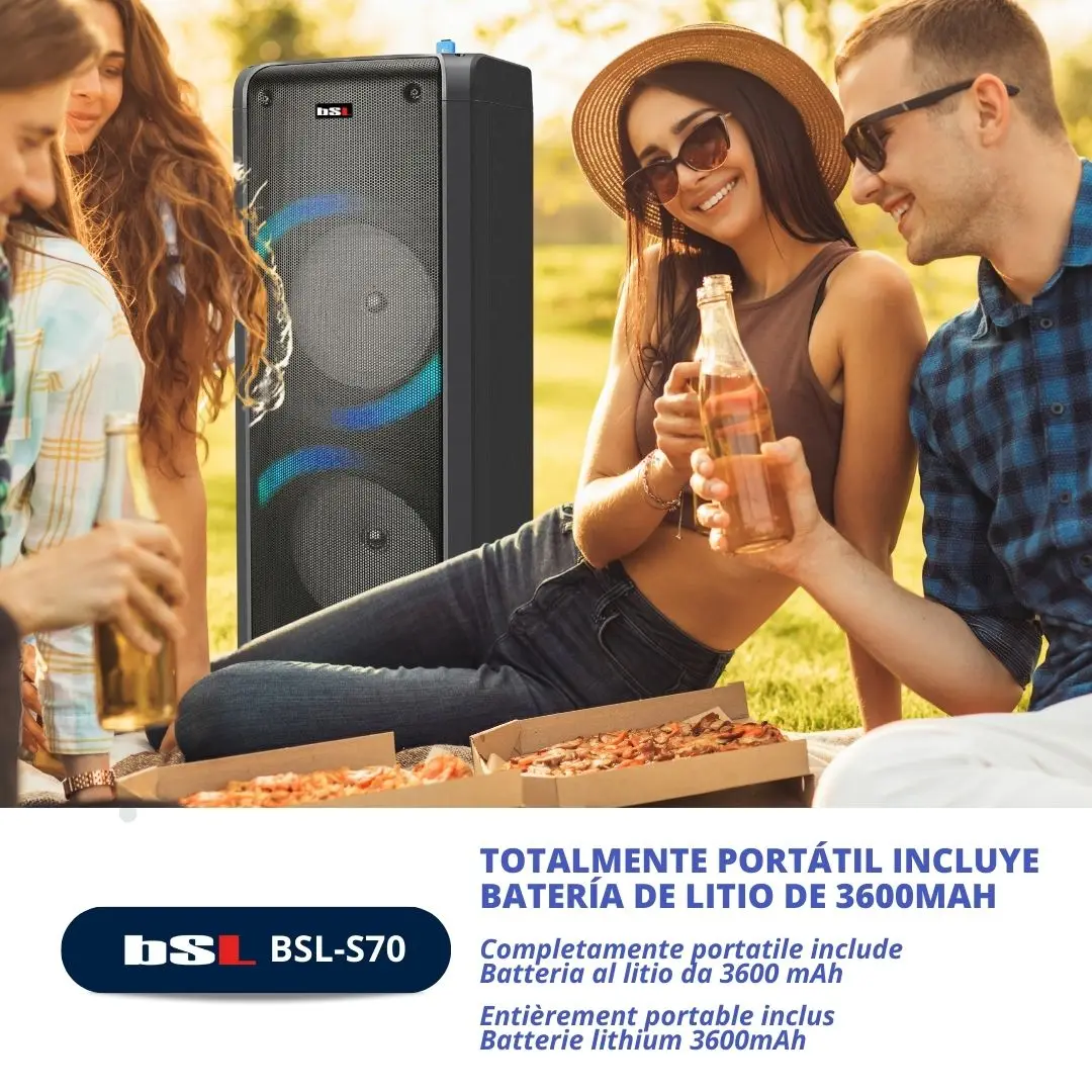 Bsl BSL portable speaker S70 - 60W RMS, Bluetooth 5.0, True Wireless, MP3, Radio, Karaoke