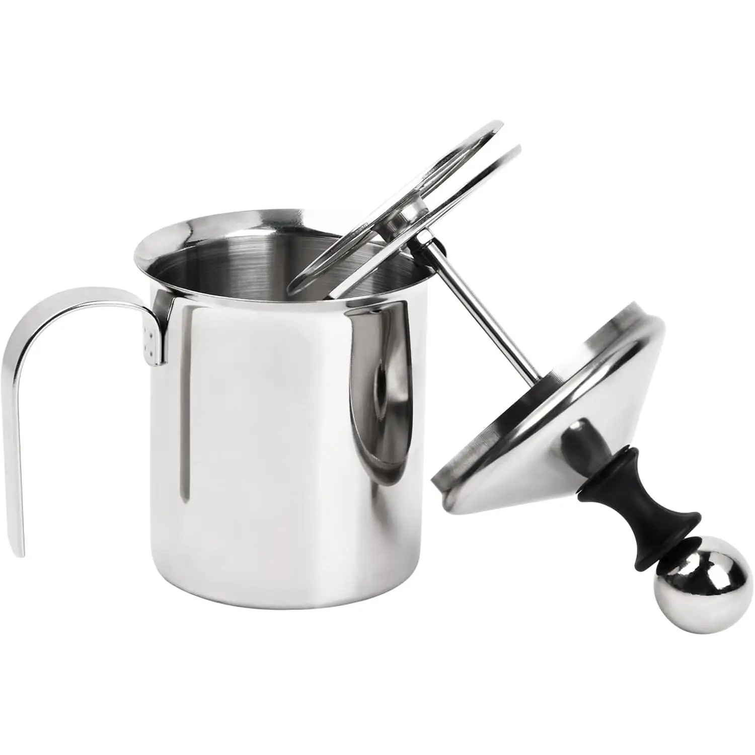 Espumador Manual de Leche, 400ml Batidoras Espumadoras de Leche Manuales, Doble Malla Espumador de Leche Manual de 304 Acero Inoxidable, para Espuma de Leche Capuchino o Expreso Macchiato