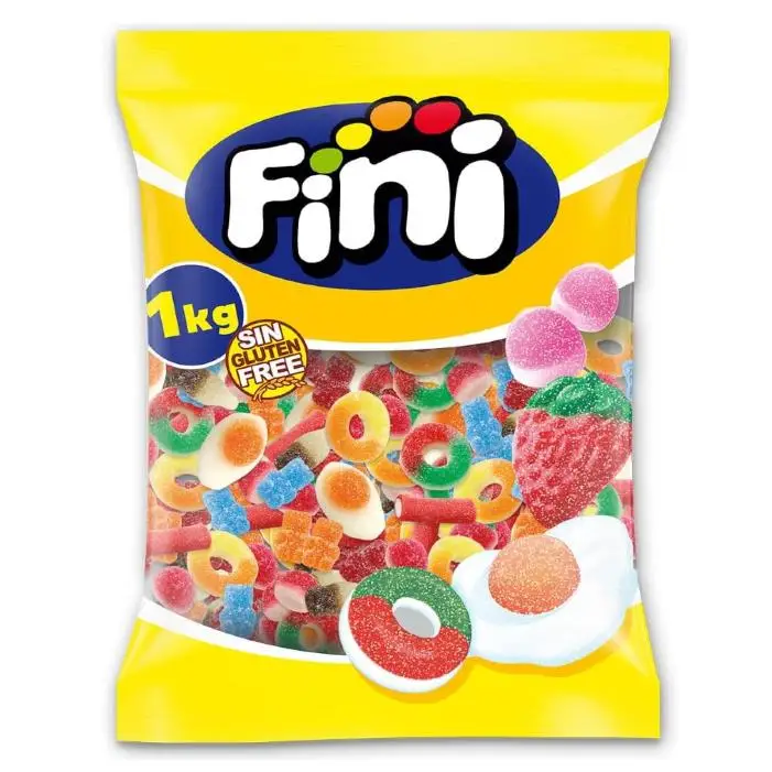 Fini Little Mix Goma Pica, Golosinas Pica Pica, Ositos Gominola, Huevos Chuches, Mezcla de Frutas, 1 Kg APROX 500U SABOR TOP ORIGINAL MEZCLA PERFECTA