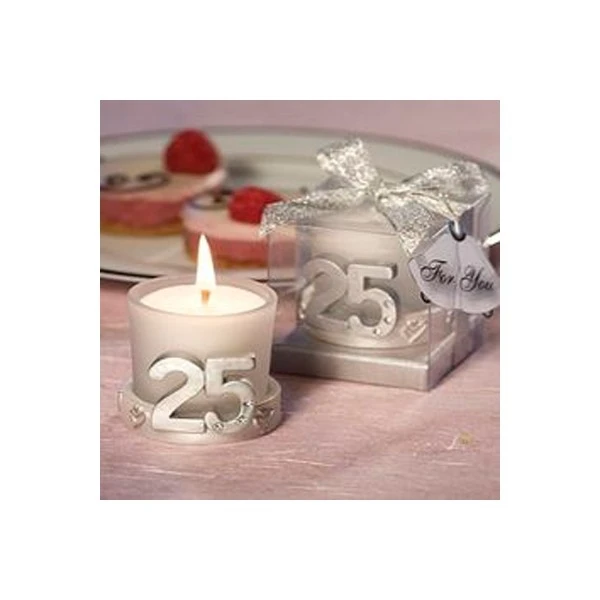Lote de 10 a 50 Velas 25º Aniversario en Caja de Regalo - Recuerdos para Bodas de Plata Detalles y Regalos Originales
