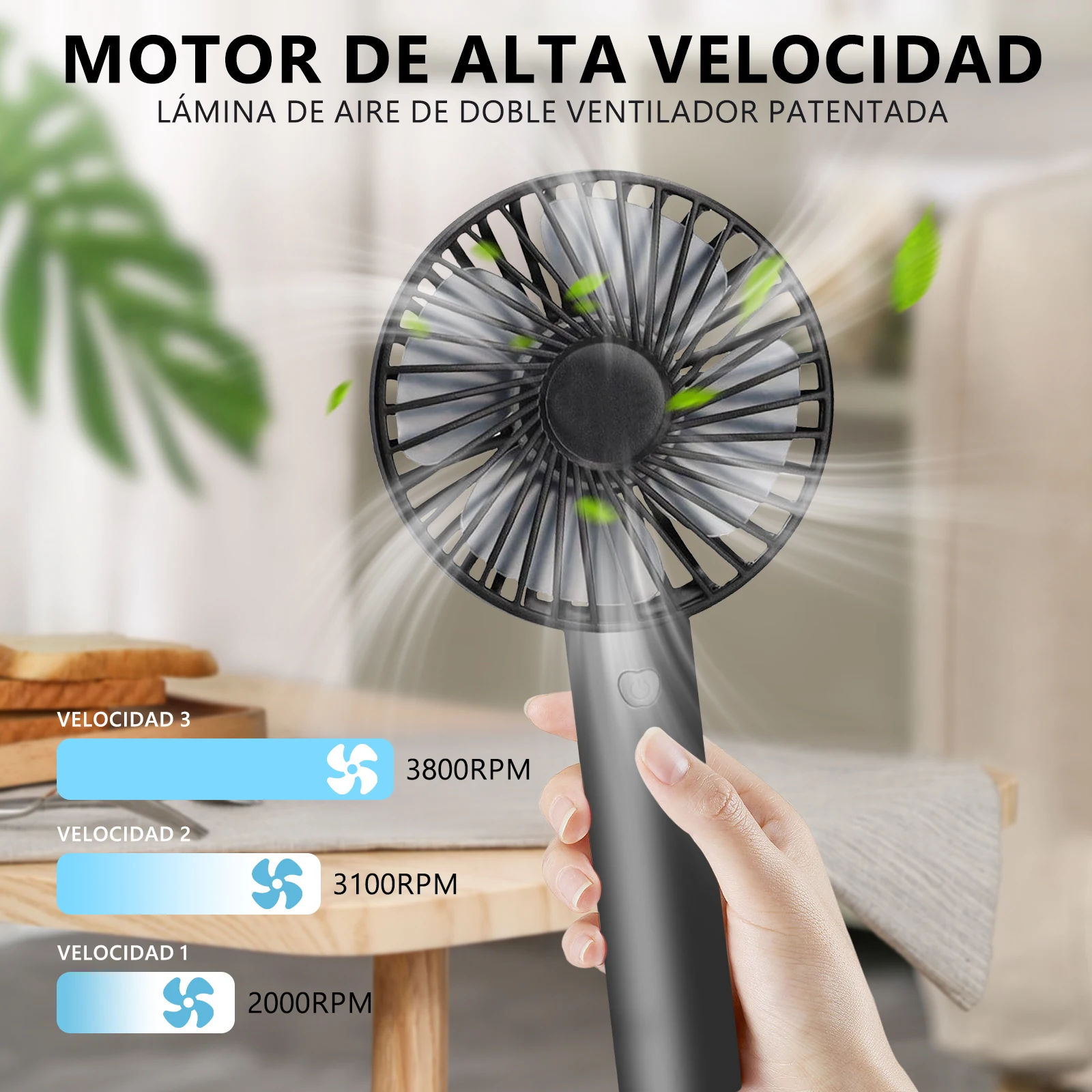 Easyspeed mini handheld fan, portable battery fan 3 adjustable speeds, long lasting, silent, usb charging