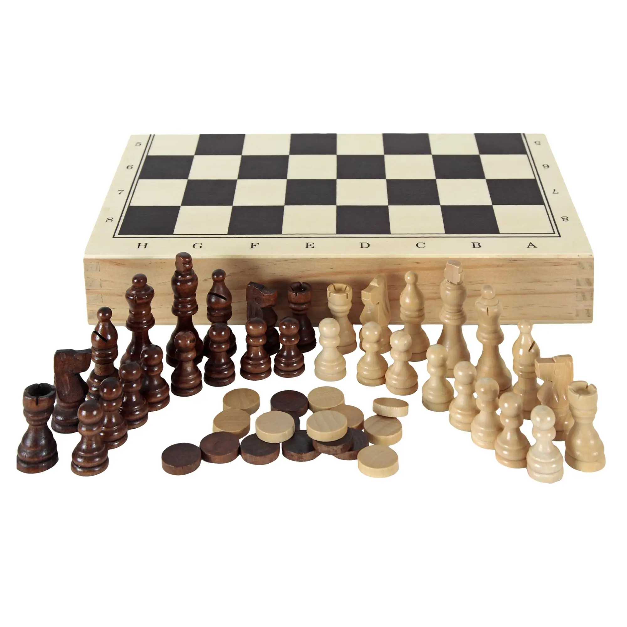 Ajedrez, Damas y Backgammon CP1070 en estuche de madera Aquamarine games.