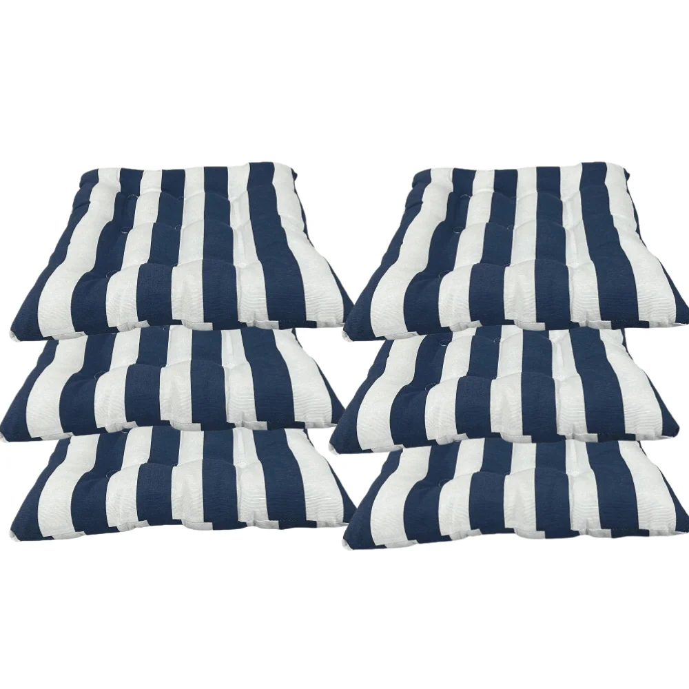 REINO MANSIDI Pack de 2 Cojines para Sillas Acolchados de Rayas 40 X 40 Cm Relleno de Algodón 5cm de Altura