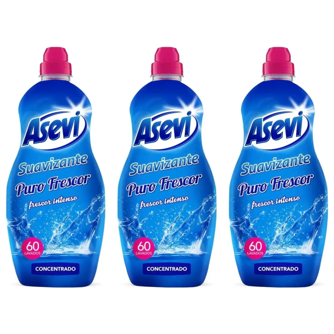 ASEVI- Suavizante fresco 1380ml cada botella lavadora ropa Asevi Puro Frescor fragancia duradera ropa suave y cuidada 60 o 120 o 180 dosis