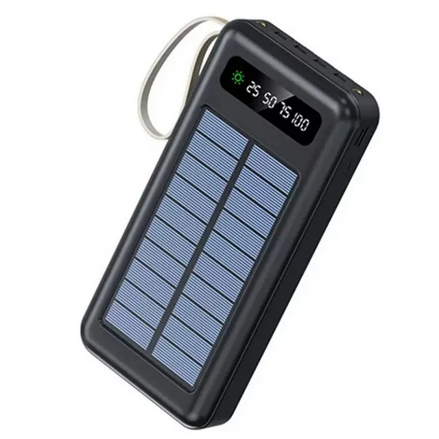Cargador portátil Solar Power Bank 12000Mah/20000Mah Gran Capacidad Incorporado 5 Salidas y 3 entradas Cable y Linterna Compatible con Todos los teléfonos Inteligentes y Dispositivos USB 9