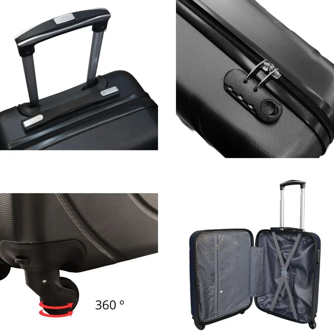 Large Hard Travel Luggage Airplane Suitcase, with 4 360 ° Swivel Wheels and Safety Code. Lightweight and compact travel Trolley. Golden tent