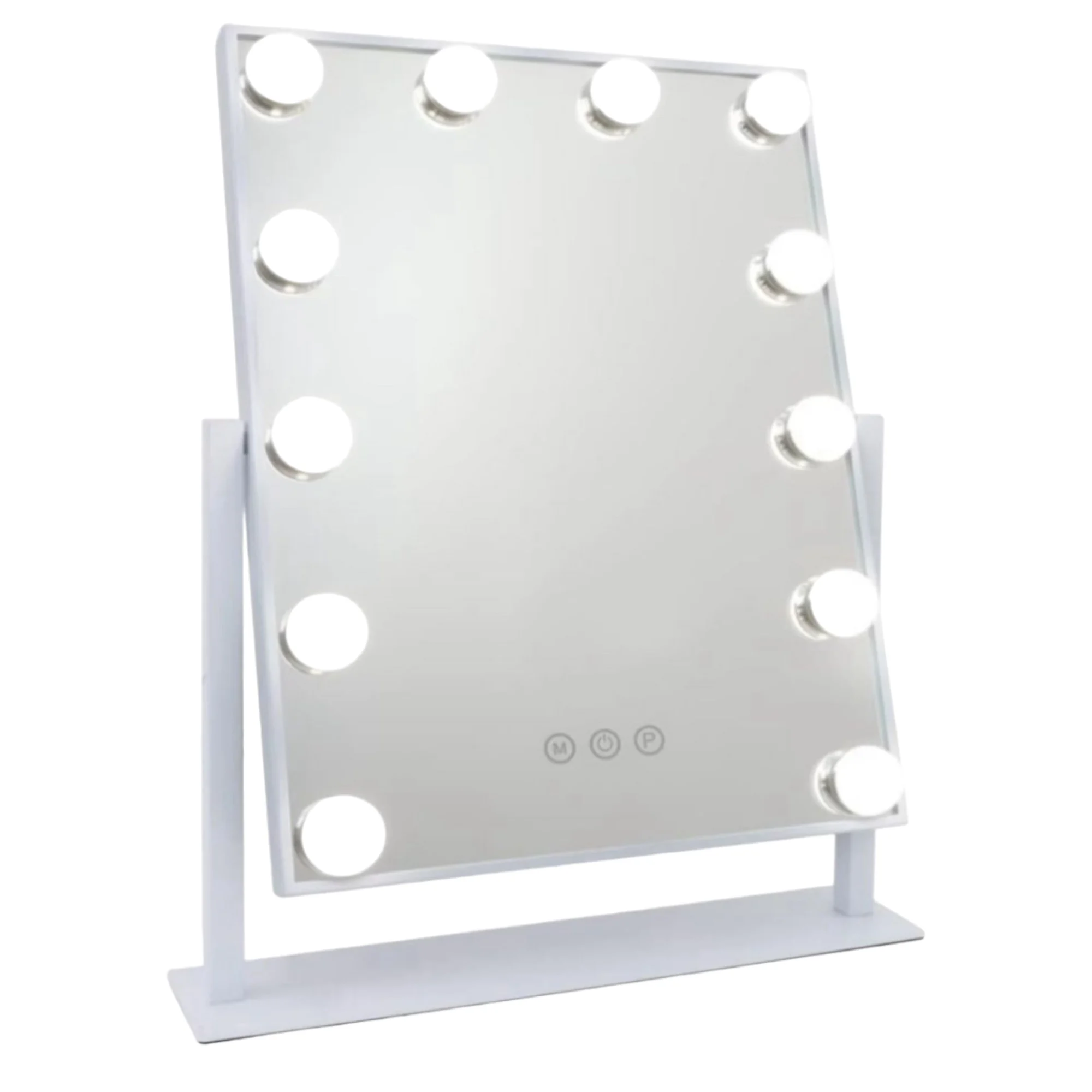 Espejo de Maquillaje con Iluminación LED: Tocador con 12 Bombillas, 3 Modos de Luz, Control Táctil, USB Recargable Espejo de Maquillaje con Aumento y Luz para Maquillaje
