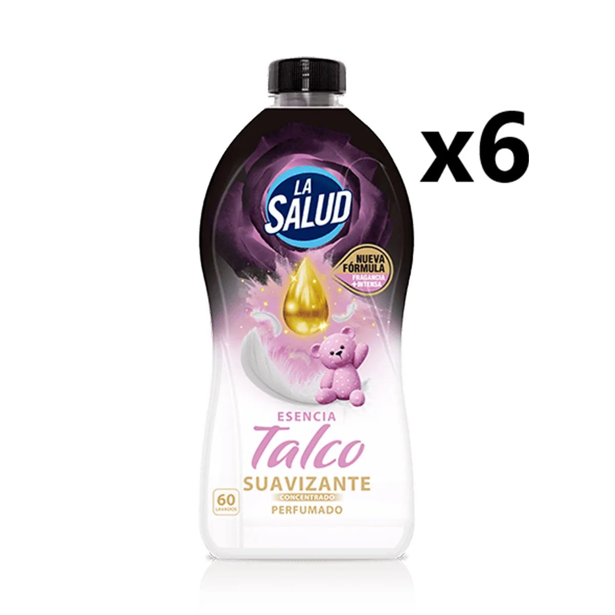 PACK de 6 - Suavizante LA SALUD 360 dosis, 6 botellas, esencia talco concentrado