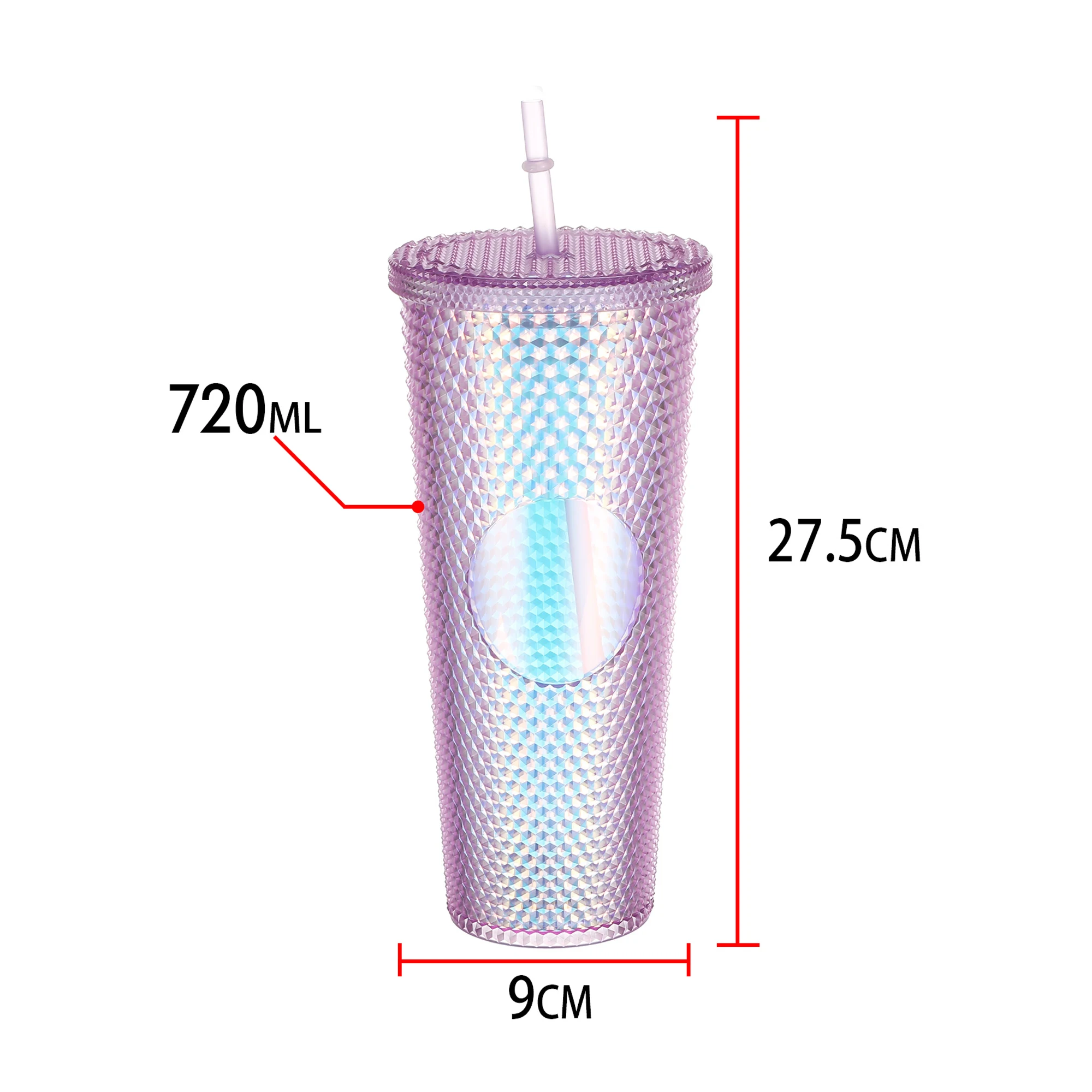 Wishes Plastic Double Wall Cup | Lid & String Cup | starbucks Reusable Glass | 720ml | Airtight Lid | Cold Drink bubble tea Coffee Juice