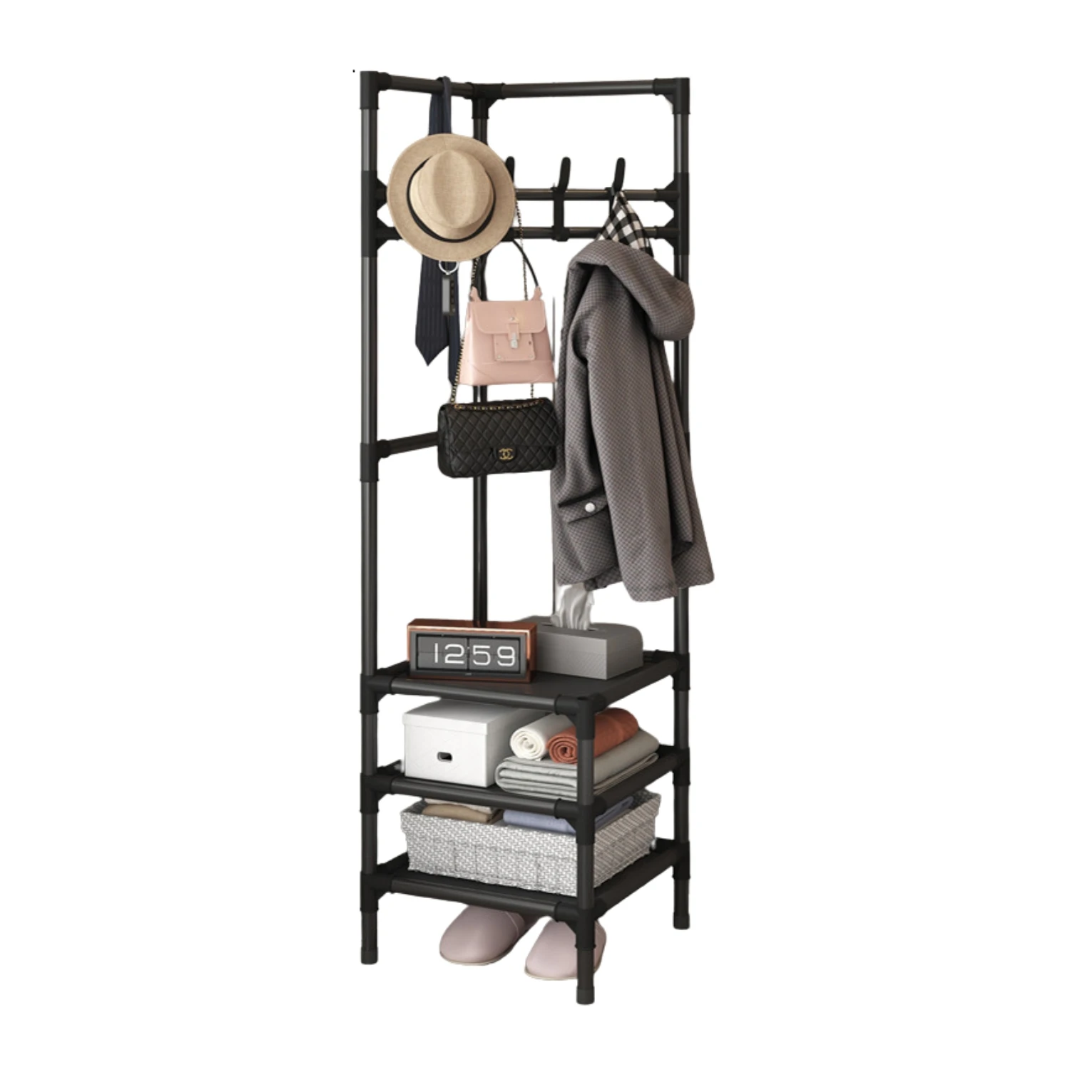 LUTODY - Perchero de pie, Organizador de ropa, Zapatero, Organizador de zapatos, Zapateros para entrada, Perchero esquinero, Recibidor entrada, Armarios roperos, Tendedero, Recibidor, Dormitorio,