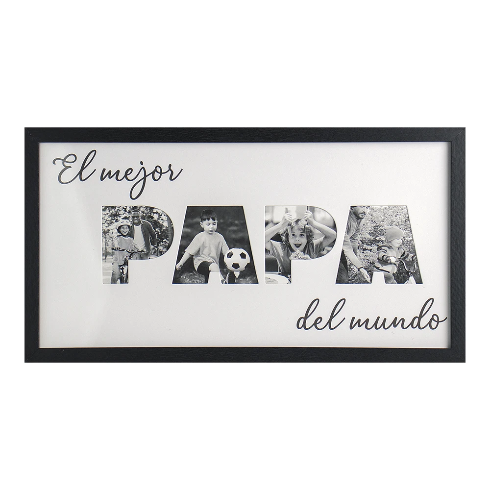 Demark - Portafotos Múltiple "PAPA" con Paspartú de Diseño | Marco de Fotos Collage para Regalo Día del Padre | Cuadro Familiar Elegante - Modelo SO-07
