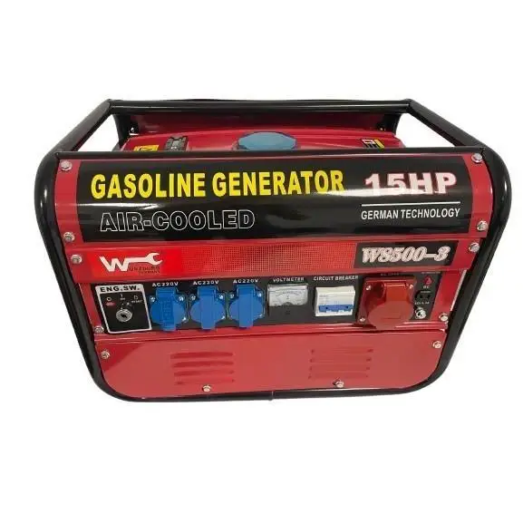 2500w gasoline generator with silent technology, 15 liter tank and 4 three-phase single-phase electrical outlets