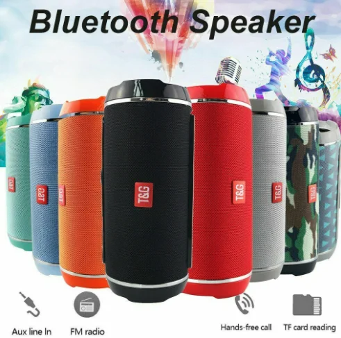 T&G Portable Bluetooth Speaker TG 116, 5W, IPX5 Waterproof, Powerful Stereo Sound for Outdoor Use, Ideal for Music Lovers, Great Portable Speaker.