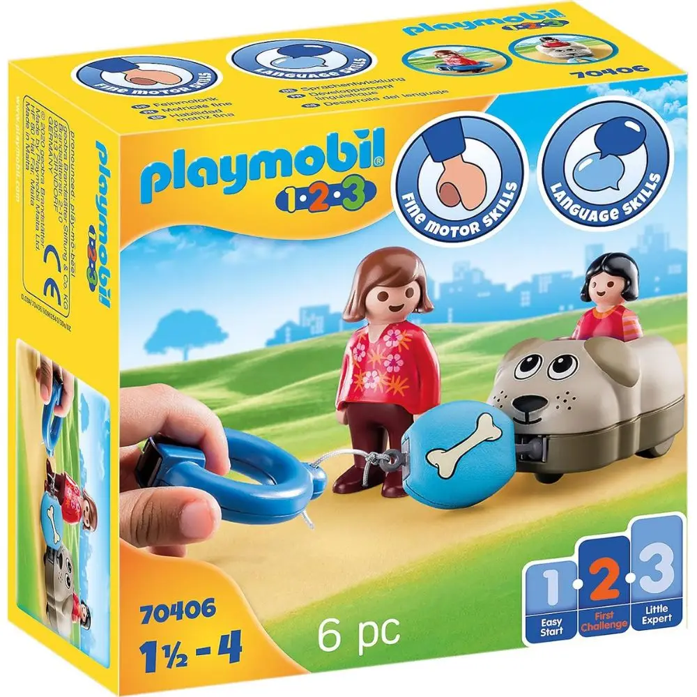 PLAYMOBIL 123 vagón mi perro (70406) cuidan y juegan con su perro de juguete.