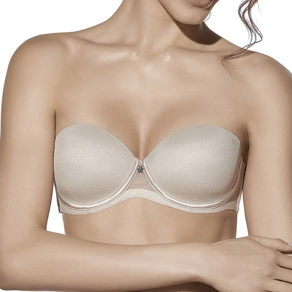 Selene-esmeralda-b strapless women's bra, with padding and underwire in cup b