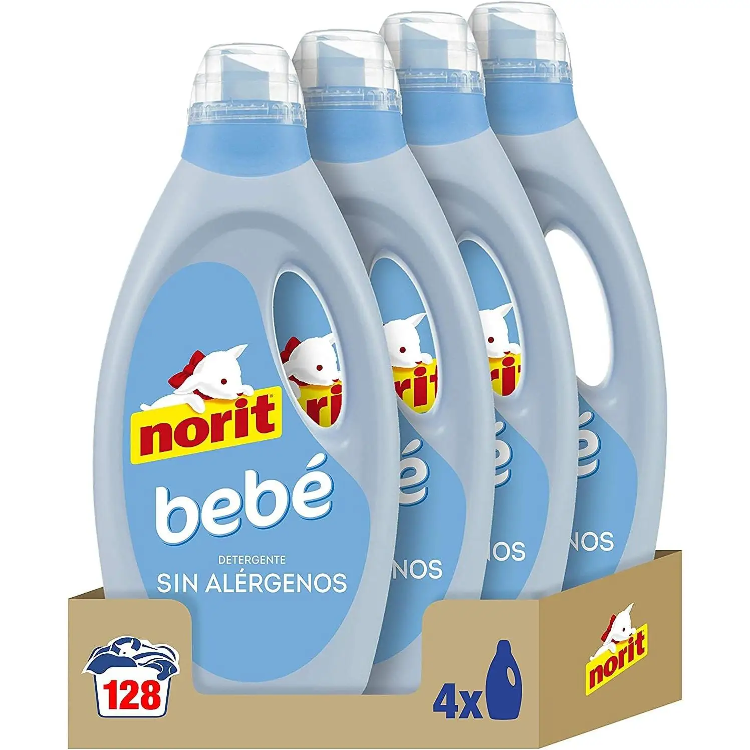 NORIT Bebé – Detergente líquido para ropa de bebé y pieles sensibles/atópicas – Pack 4 × 1125 ml (4.5L)