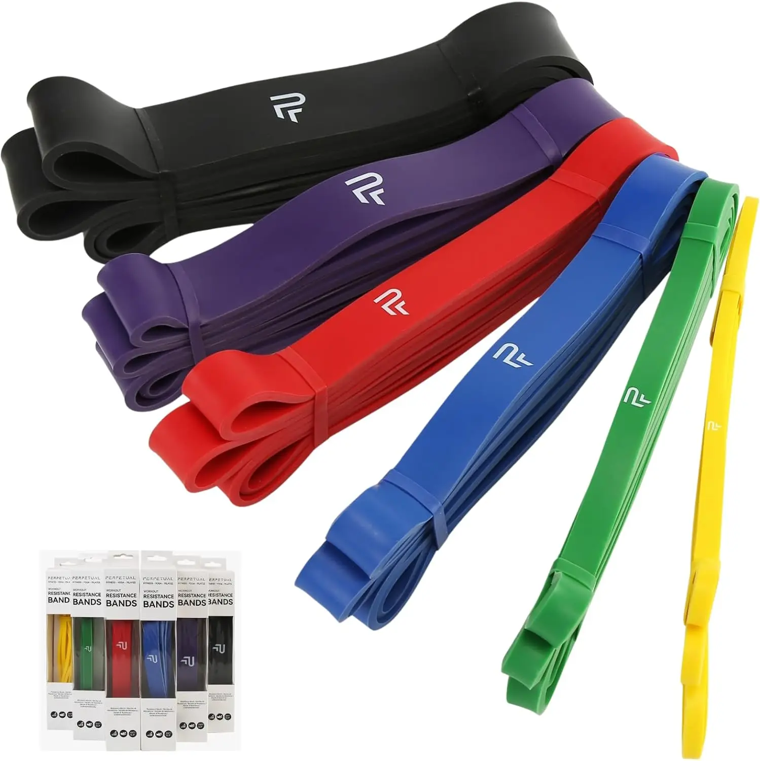 PERPETUAL ® Elastische Widerstandsbänder – 6 Ebenen – 4–63 kg Bänder – widerstandsfähige Gummibänder für Training, Bodybuilding, Physiotherapie, Übungen, Calisthenics, Pilates – Männer und Frauen