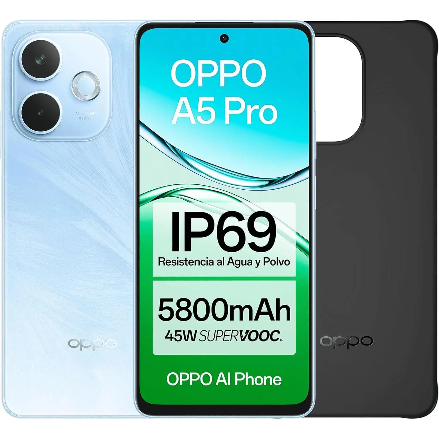 Oppo a5 pro 4g - unlocked smartphone with ai, 8gb ram + 256gb, 6.67"" 90hz screen, 50mp camera, 5800 battery, 45w fast charging, spanish version, case included