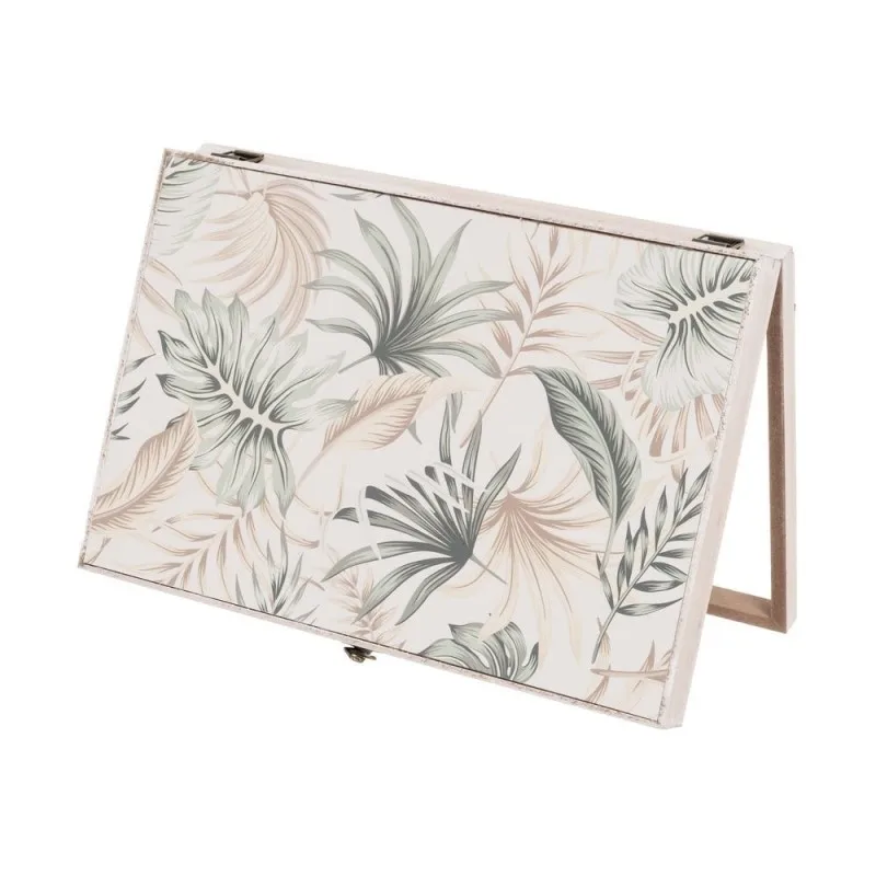 Dcasa 46x6x32 cm green beige wood tropical leaves electric light counter cover