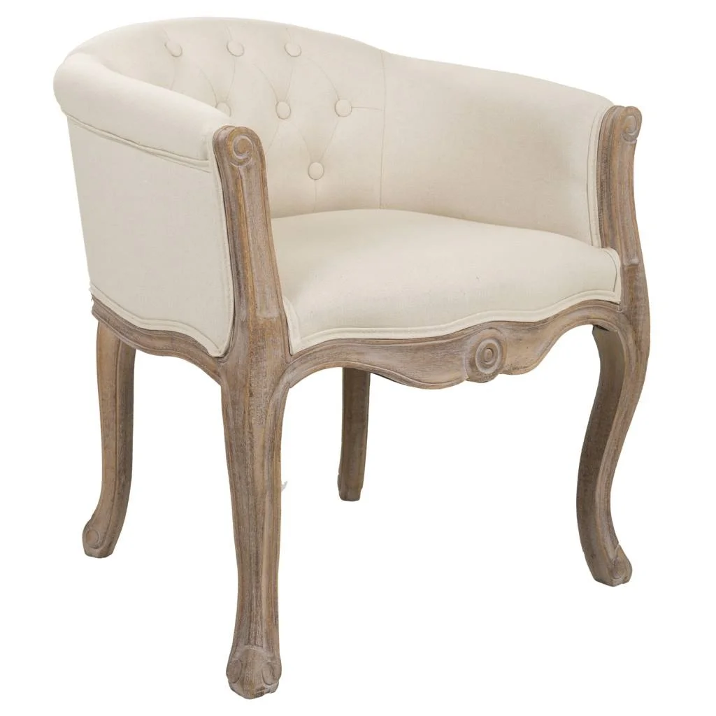 WANDERLUST DECO Butaca de madera tapizada blanca 61x61x71h cm