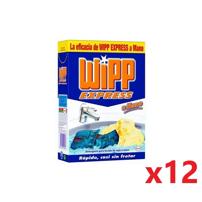 WIPP EXPRESS Detergente en polvo a mano 400grs - Pack 12 unidades - Total 4.800grs
