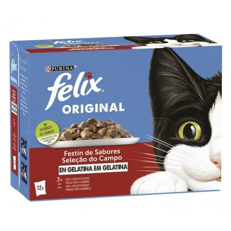 Felix Original Selección De Carnes Sobres En Gelatina Para Gatos 12 X 85 Gr
