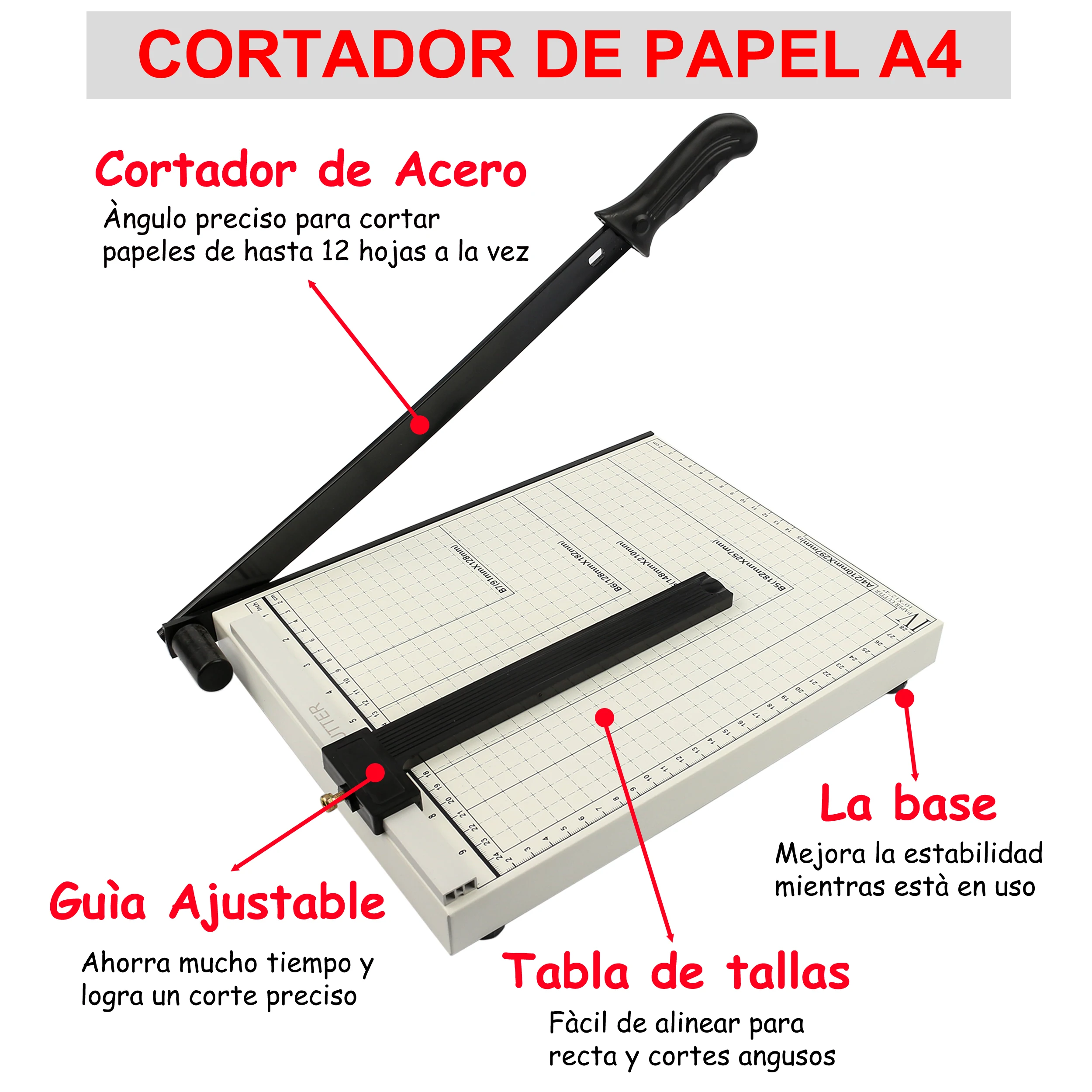 DEKORA SOUL professional A4 paper guillotine with Metal Base-12-Sheet cutting capacity-Ideal for office and photo stationery