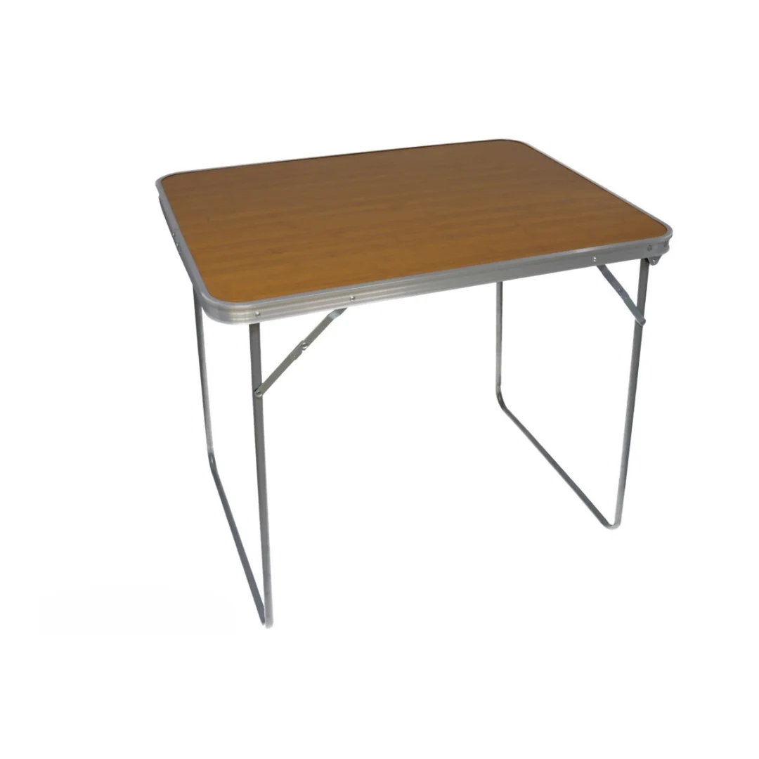 Gerimport Mesa de Camping Plegable de Color Marrón Borde Aluminio 80x60x70cm