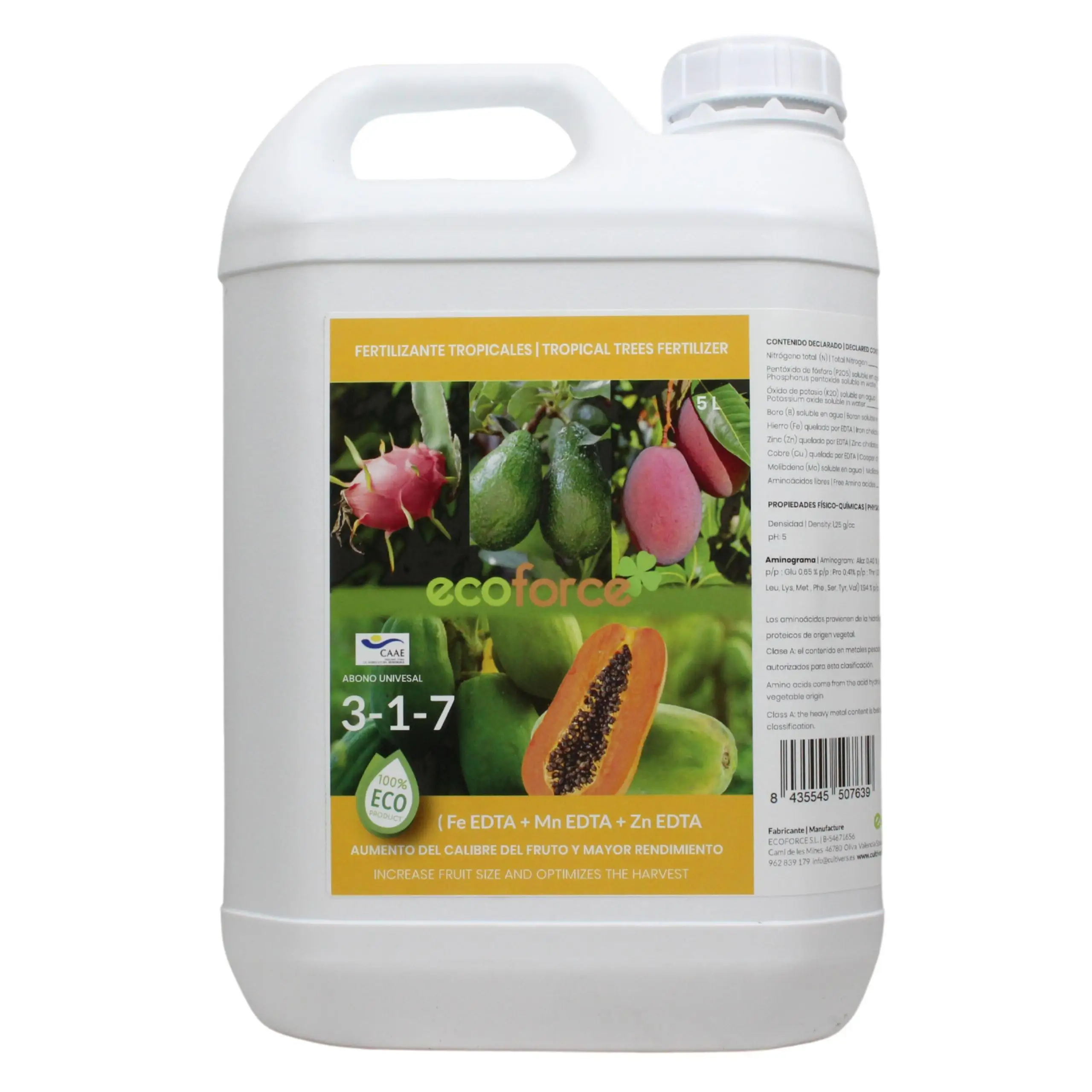 CULTIVERS Abono Tropicales Líquido Ecológico 5 L