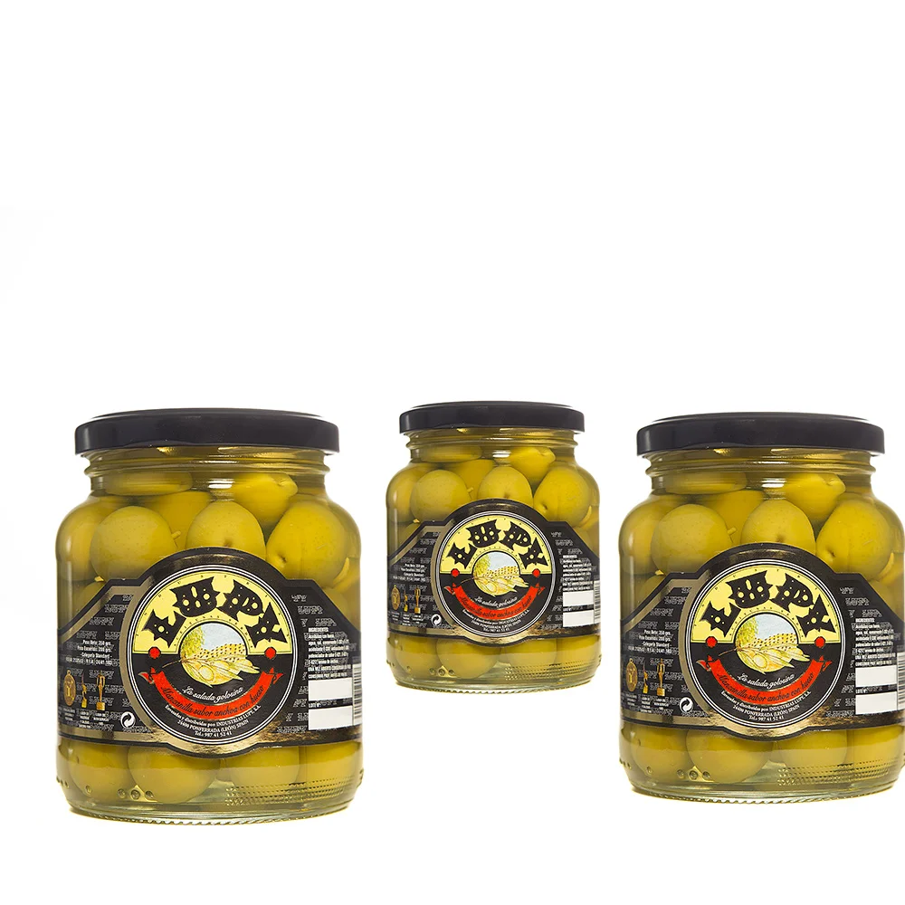 Aceitunas Lupy Manzanilla con Sabor a Anchoa, 200 g, 8 Tarros – Snack Salado Premium en Envase de Vidrio, Ideal para Aperitivos y Tapas