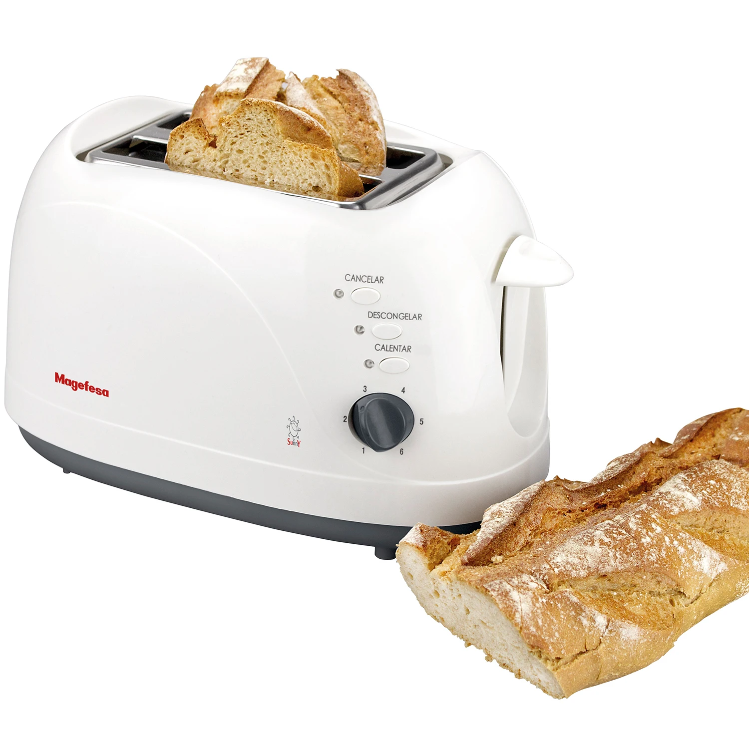 Magefesa Sunny 2 Toast/Slice Bread Toaster, 750W, 6 Levels Toaster, Automatic Expulsion, Wide Mouth