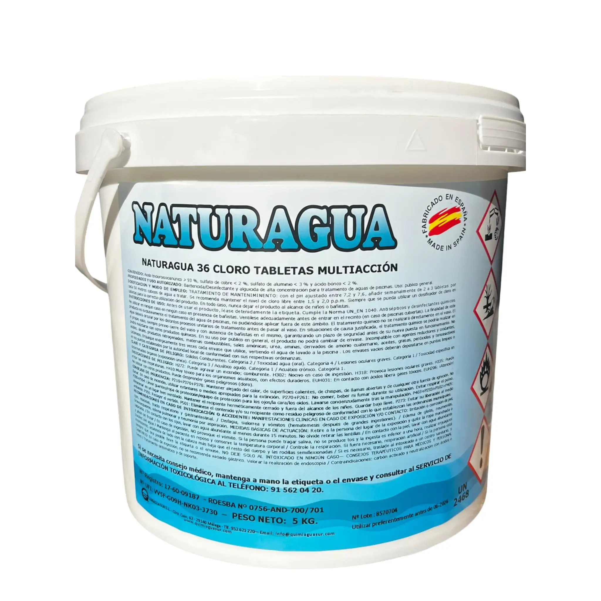 Carretcar Europea – Tabletas de Cloro para Piscinas 5 kg | Tratamiento Completo 5 en 1: Bactericida, Algicida, Floculante y Estabilizador | Disolución Lenta y Alta Concentración de Cloro