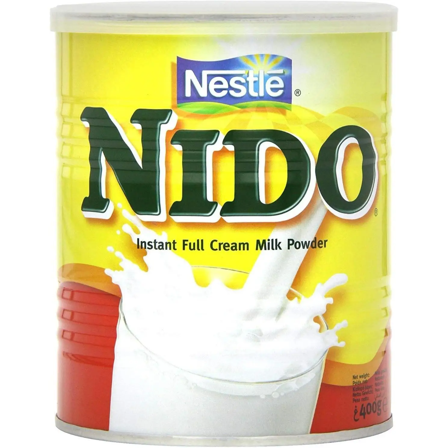 Nestlé Nido Leche en Polvo Entera - Crema Instantánea para Bebidas de Café y Té con Vitaminas y Minerales Añadidos y Sin Conservantes ni Colorantes - Lata de 400 g