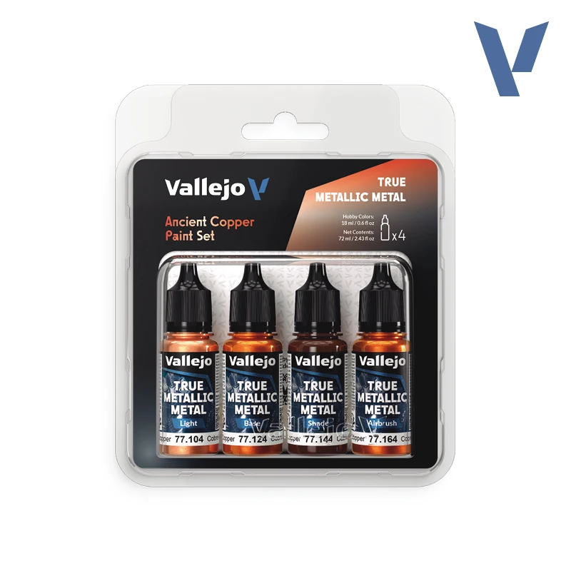 True Metallic Metal set de pinturas Cobre Antiguo (Ancient Copper) de Acrylicos Vallejo. TMM 77253