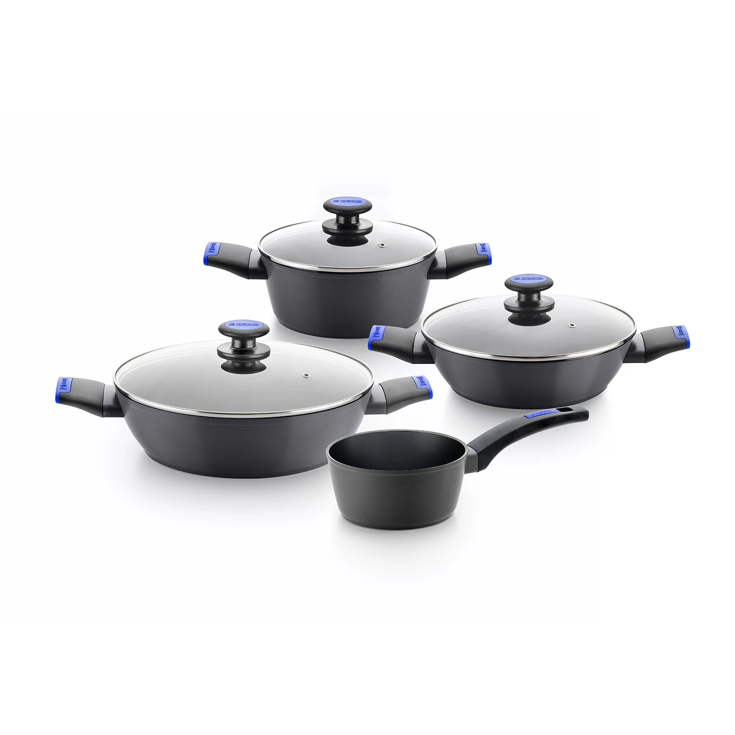 MONIX Martín Berasategui – Batería de Cocina 7 Piezas – Aluminio Forjado Antiadherente sin PFOA – Apta para Inducción – Con Tapas de Cristal – Recomendada por Chef Estrella Michelín