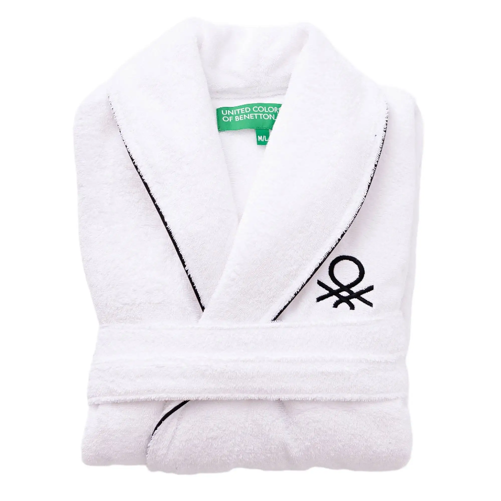 United Colors Of Benetton Albornoz S/M 420GSM 100% Algodón Bordado Logo Blanco
