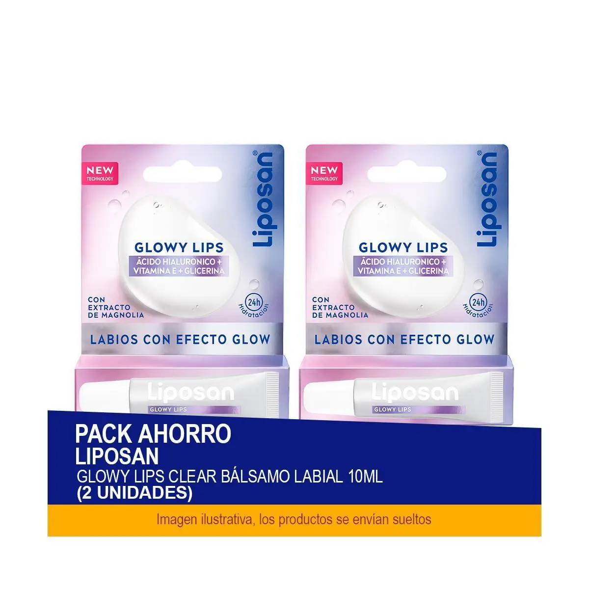 LIPOSAN Glowy Lips Clear Bálsamo Labial 10ml - Pack ahorro de 2 unidades