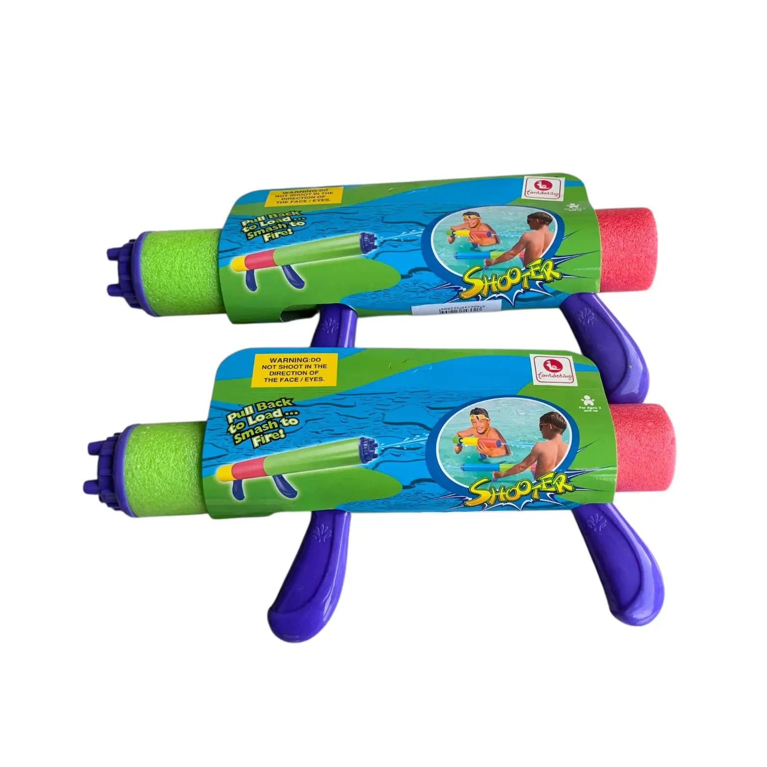 SANCO STORE- paquete de 2 pistolas de agua recubiertas de foam de 42 cm cerrada colores surtidos