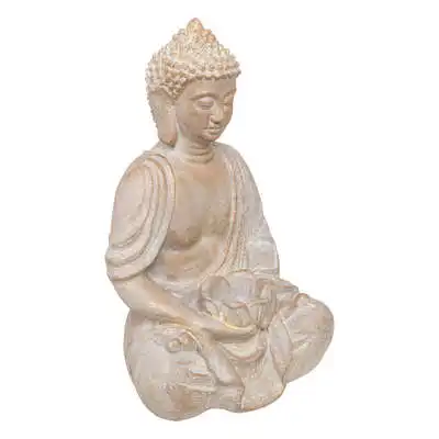 Buda Sentado Factory Cuadros - Estatua Budista de Madera de Mango - 39 Cm Alto- figura buda blanqueado
