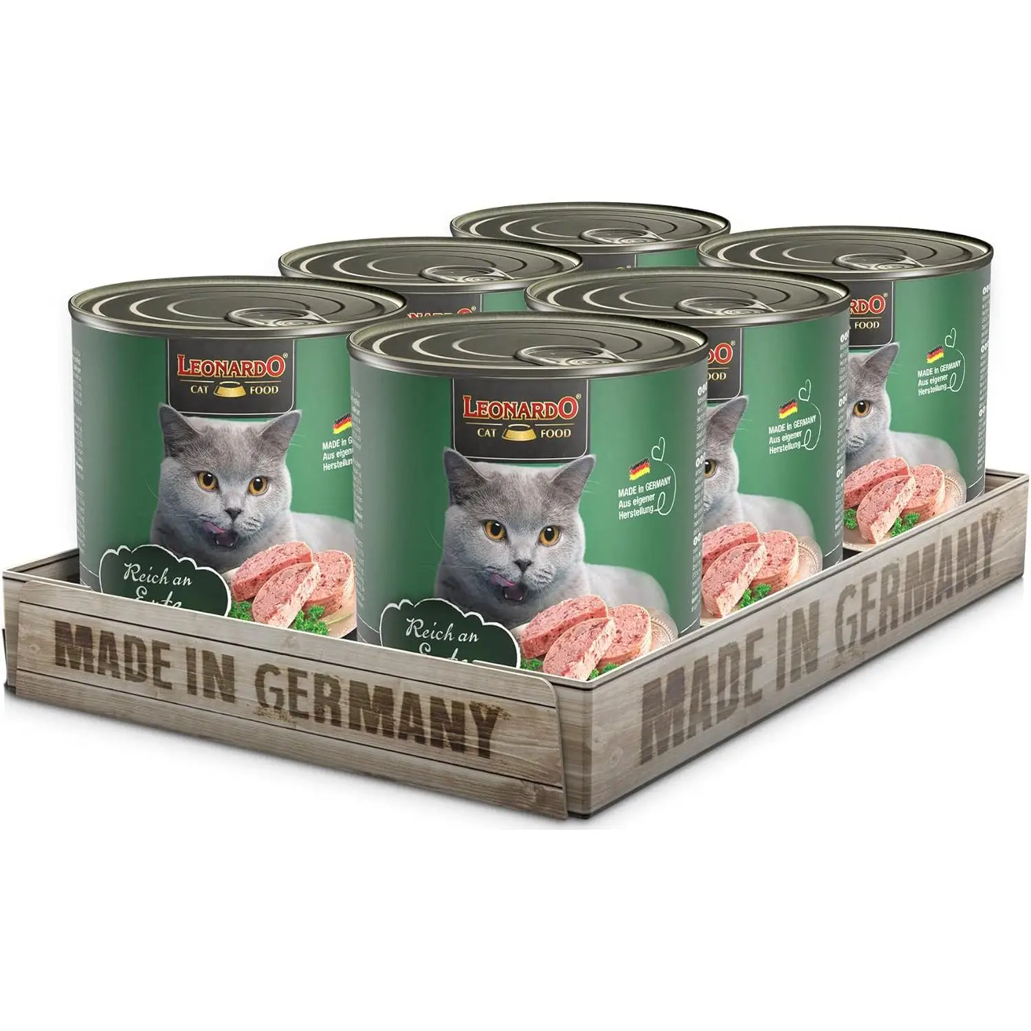 Pack 6X800 Gr -  Leonardo Pato comida humeda en lata para gatos adultos