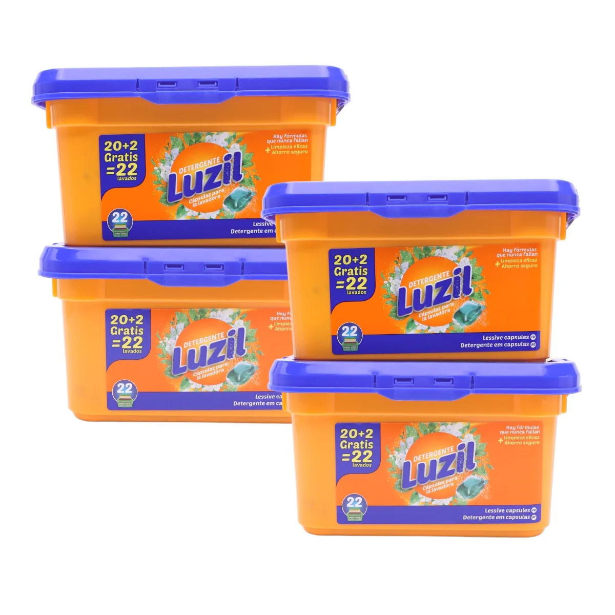 Luzil detergent Pack of 4 boxes of washing detergent in capsules of 22 washes each box (88 capsules in total)