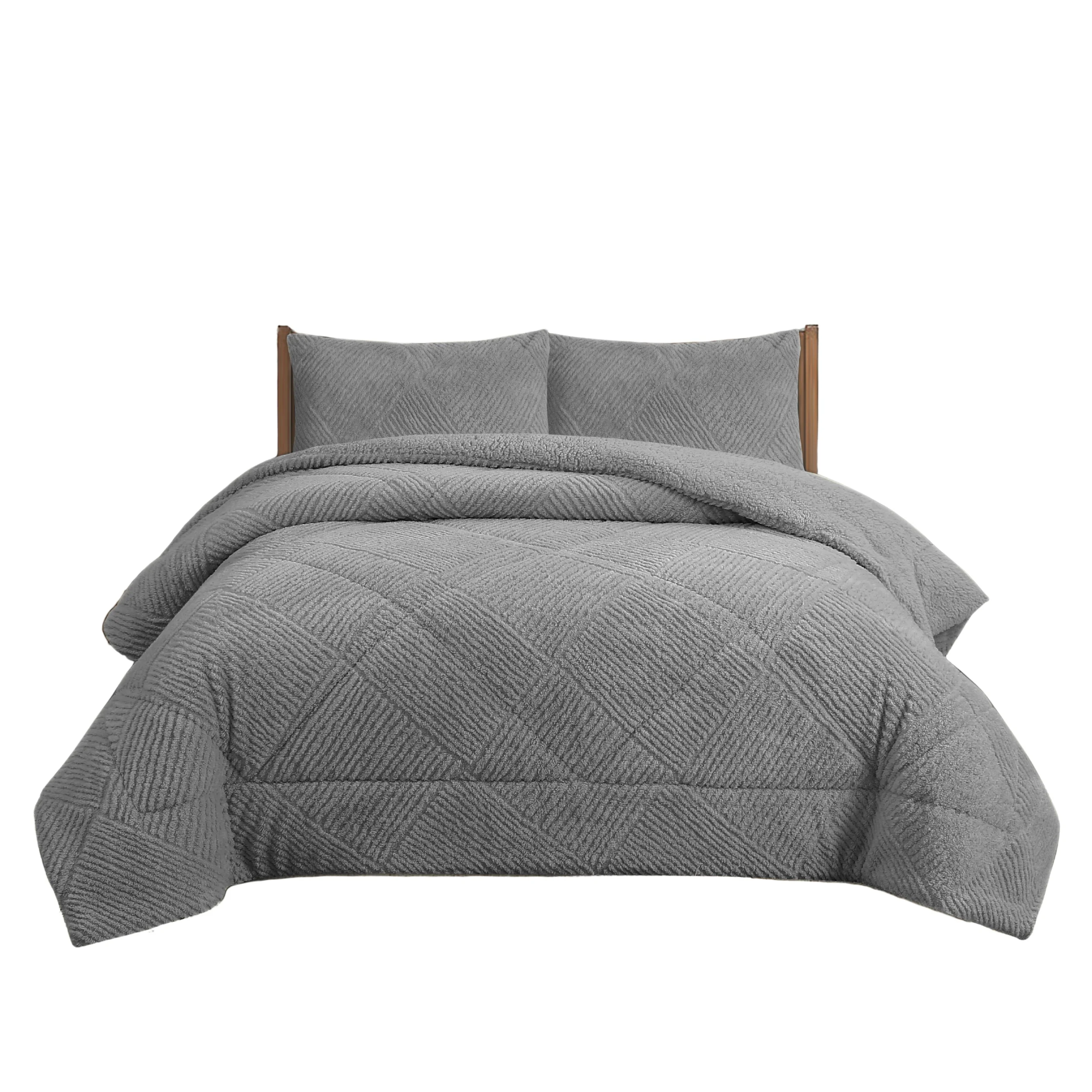 Novotextil Edredón Invierno Sherpa Efecto Borreguito Extra Grueso 560gr/m2 - Suave, Cálido, Hipoalergénico y Transpirable con 1 o 2 Fundas Almohada (50x70) - Diseño Moderno