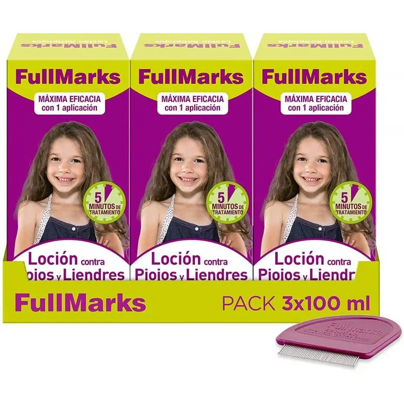 Pack x3 Loción antipiojos con lendrera - FullMarks