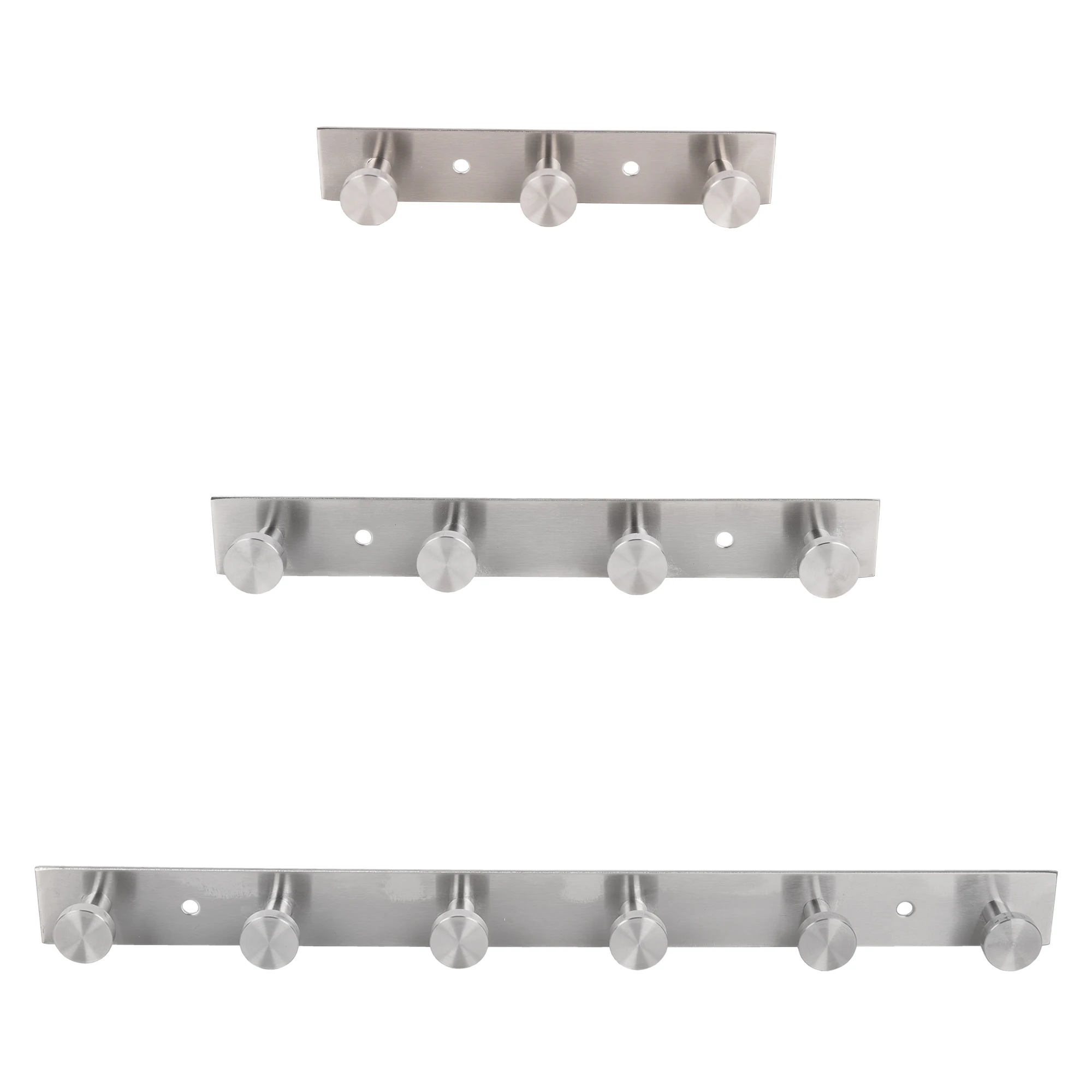 Cofan Perchero de pared con 3, 4 o 6 ganchos | Material: acero inoxidable 304 | Acabado: satinado | Colgador de pared para baños, entradas, cocinas, pasillos, dormitorios | Tres Medidas Diferentes