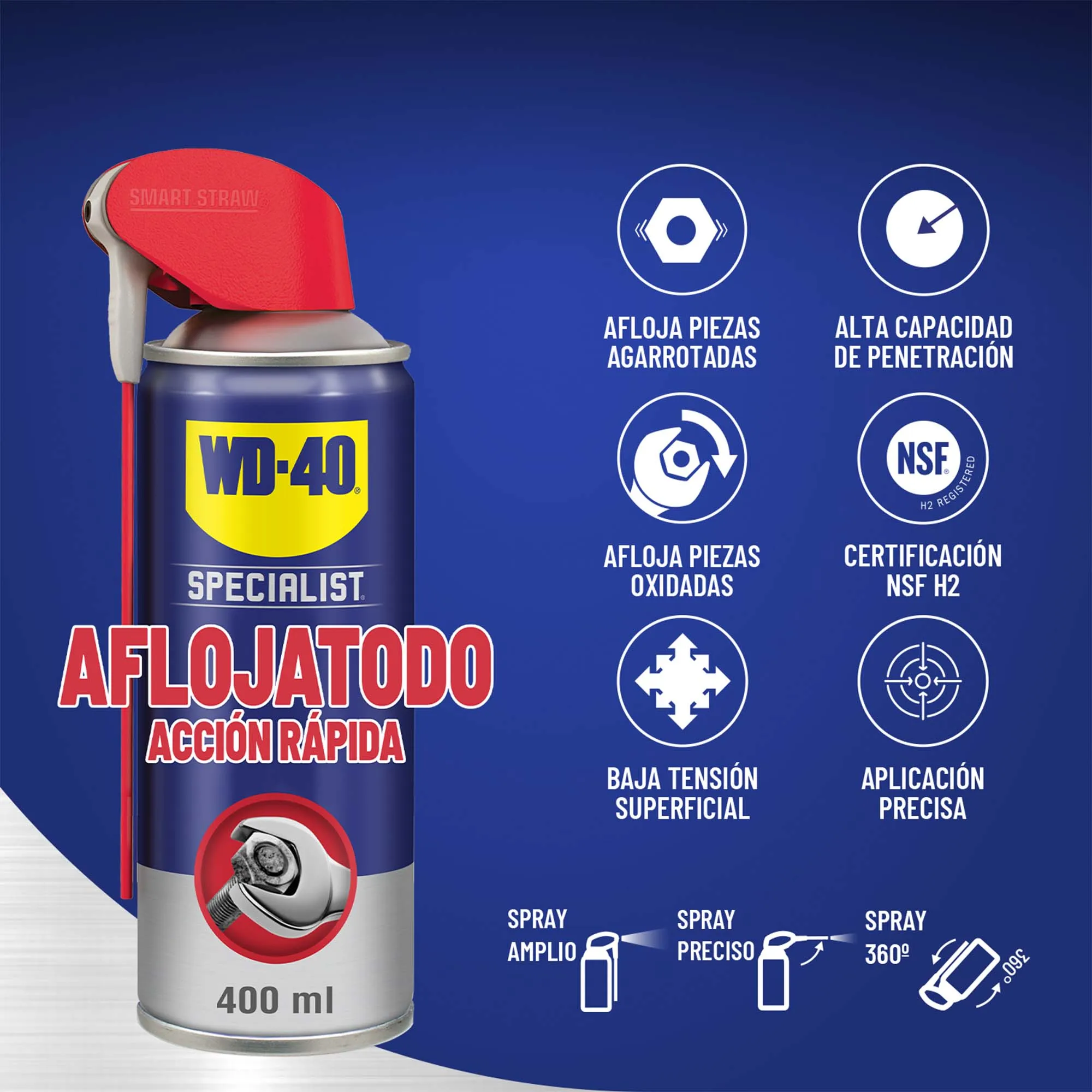 WD-40 Specialist-loosening Spray 400ml. WD40 fast action. WD 40 degrease chains, gears and machinery wd-40 fast action loosen wd40 penetrating for nuts, screws, latches, pipes.