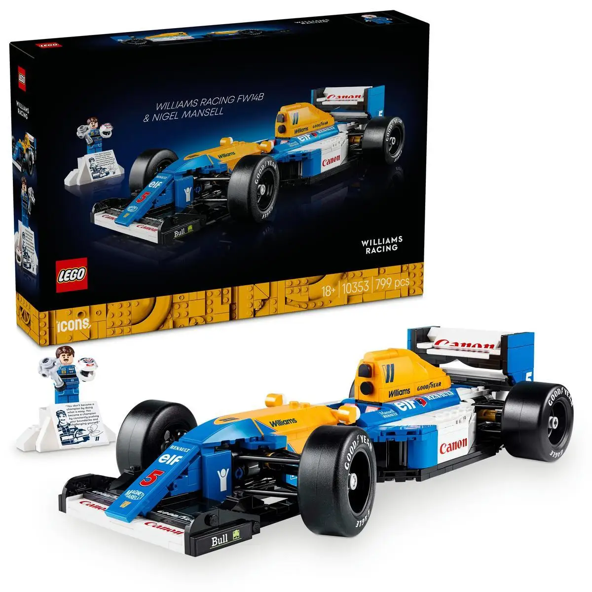 LEGO 10353 Icons Williams Racing FW14B y Nigel Mansell, Maqu
